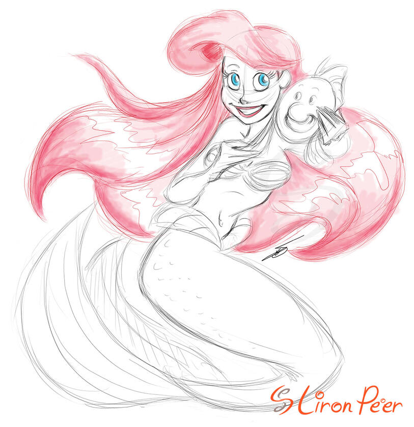 Disney's Ariel and Flounder Fanart