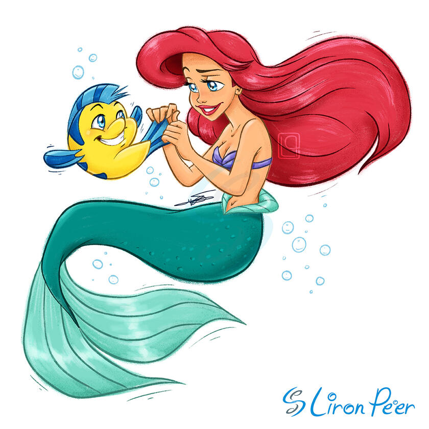 Disney's Ariel and Flounder Fanart Disney's Ariel and Flounder Fanart
